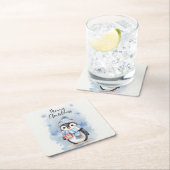 Schattigee pinguïn 2 kartonnen onderzetters (Insitu)