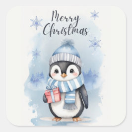 Schattigee pinguïn 2 vierkante sticker