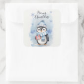 Schattigee pinguïn 2 vierkante sticker (Tas)