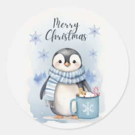 Schattigee pinguïn 3 ronde sticker