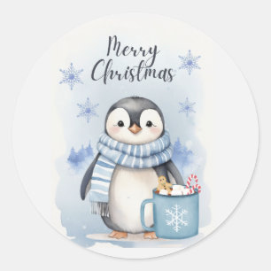 Schattigee pinguïn 3 ronde sticker