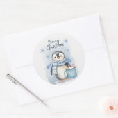 Schattigee pinguïn 3 ronde sticker (Envelop)
