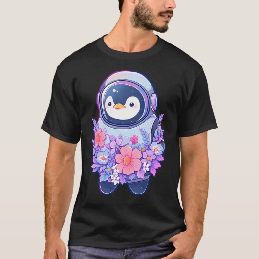 Schattigee pinguïn astronaut t-shirt (Voorkant)