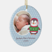 Schattigee Pinguïn Baby Eerste Kerstmis Foto Keramisch Ornament (Rechts)