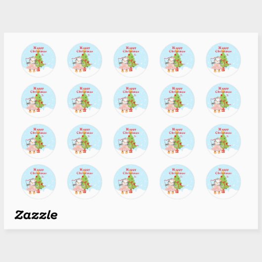 Schattigee pinguïn ballerina ronde sticker (Vel)