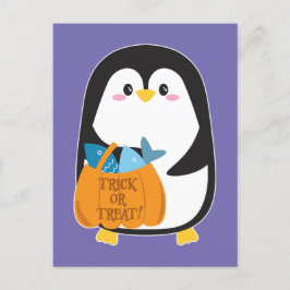 Schattigee pinguïn bij Halloween - Briefkaart