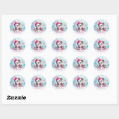 Schattigee Pinguïn Blauw en Roze Custom Merry Chri Ronde Sticker (Vel)