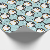 Schattigee Pinguïn Blue Christmas Cadeaupapier (Hoek)