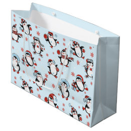 Schattigee Pinguïn Blue Christmas Groot Cadeauzakje
