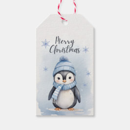 Schattigee pinguïn cadeaulabel