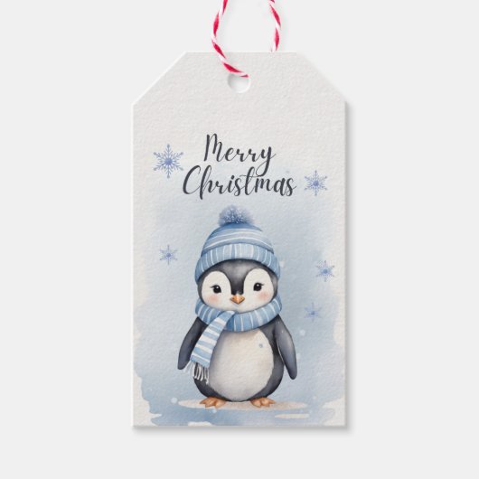 Schattigee pinguïn cadeaulabel (Voorkant)