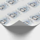 Schattigee pinguïn cadeaupapier (Hoek)