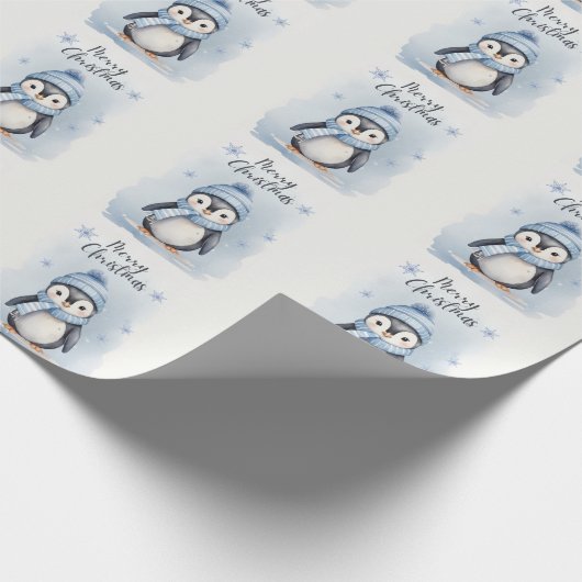 Schattigee pinguïn cadeaupapier (Hoek)