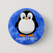 Schattigee Pinguïn Cartoon Custom Blue Waterverf Ronde Button 5,7 Cm (Voorkant)