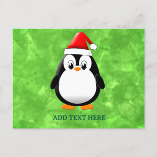 Schattigee Pinguïn Cartoon Custom Christmas Green Briefkaart