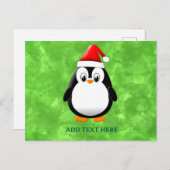 Schattigee Pinguïn Cartoon Custom Christmas Green Briefkaart (Voorkant / Achterkant)