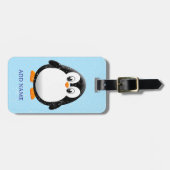 Schattigee Pinguïn Cartoon Custom Winter Bagagelabel (Voorkant horizontaal)