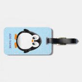 Schattigee Pinguïn Cartoon Custom Winter Bagagelabel (Achterkant horizontaal)