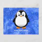 Schattigee Pinguïn Cartoon Custom Winter Blue Wate Briefkaart (Voorkant)