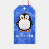 Schattigee Pinguïn Cartoon Custom Winter Blue Wate Cadeaulabel (Voorkant)
