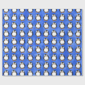 Schattigee Pinguïn Cartoon Custom Winter Blue Wate Cadeaupapier (Vlak)