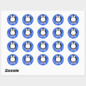 Schattigee Pinguïn Cartoon Custom Winter Blue Wate Ronde Sticker (Vel)
