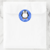 Schattigee Pinguïn Cartoon Custom Winter Blue Wate Ronde Sticker (Tas)