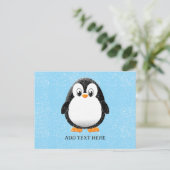 Schattigee Pinguïn Cartoon Custom Winter Briefkaart (Staand voorkant)