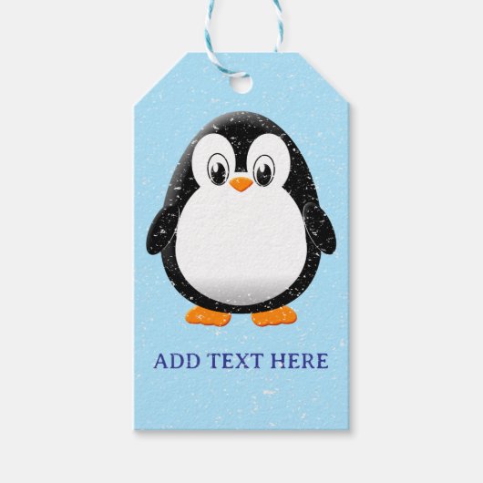 Schattigee Pinguïn Cartoon Custom Winter Cadeaulabel (Voorkant)