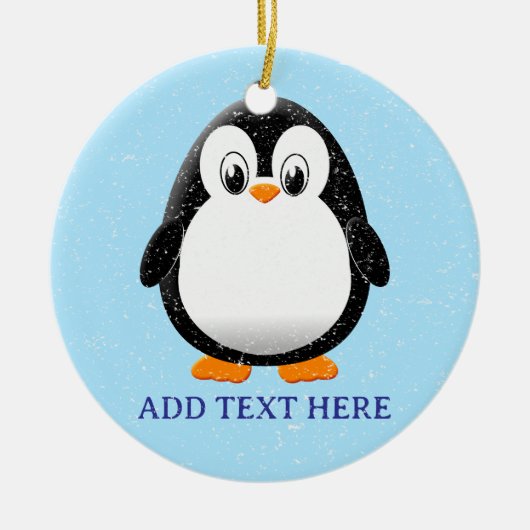 Schattigee Pinguïn Cartoon Custom Winter Keramisch Ornament (Voorkant)