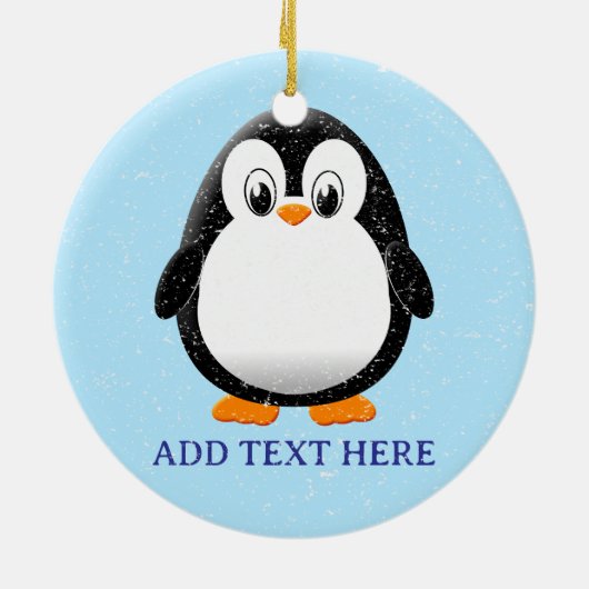 Schattigee Pinguïn Cartoon Custom Winter Keramisch Ornament (Achterkant)