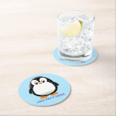 Schattigee Pinguïn Cartoon Custom Winter Ronde Kartonnen Onderzetter (Insitu)