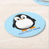 Schattigee Pinguïn Cartoon Custom Winter Ronde Kartonnen Onderzetter (Gebogen)