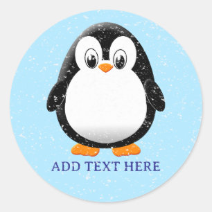 Schattigee Pinguïn Cartoon Custom Winter Ronde Sticker