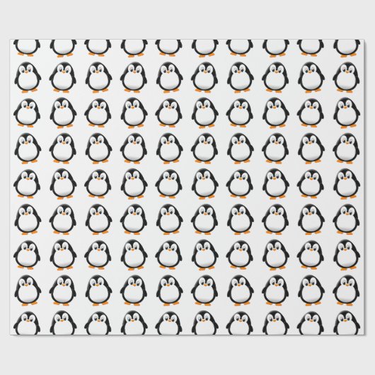 Schattigee Pinguïn Cartoon Custom Winter White Cadeaupapier (Vlak)