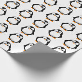 Schattigee Pinguïn Cartoon Custom Winter White Cadeaupapier (Hoek)