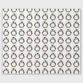 Schattigee Pinguïn Cartoon Custom Winter White Cadeaupapier (Vlak)