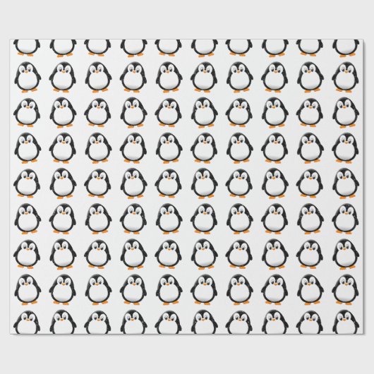 Schattigee Pinguïn Cartoon Custom Winter White Cadeaupapier (Vlak)