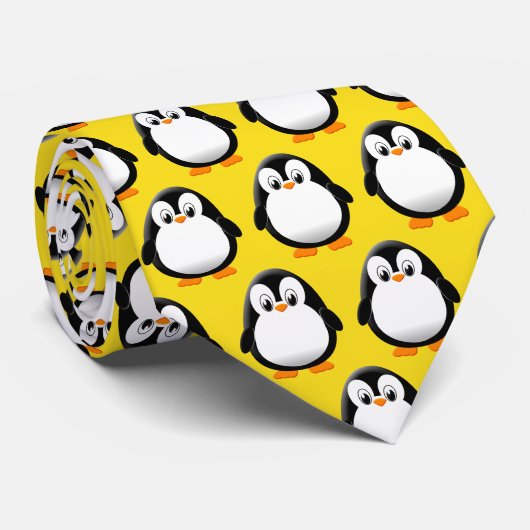 Schattigee pinguïn Cartoon geel goud Stropdas (Opgerold)