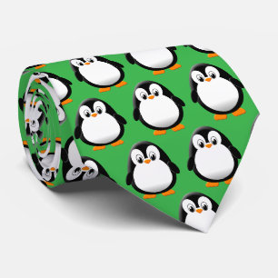 Schattigee pinguïn Cartoon groen Stropdas