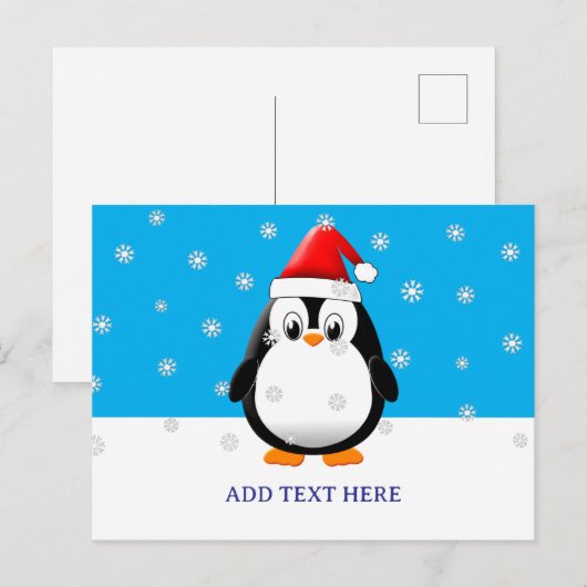 Schattigee Pinguïn Cartoon Sneeuwvlokken Custom Ch Briefkaart (Voorkant / Achterkant)