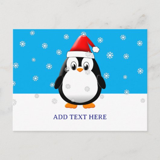 Schattigee Pinguïn Cartoon Sneeuwvlokken Custom Ch Briefkaart (Voorkant)