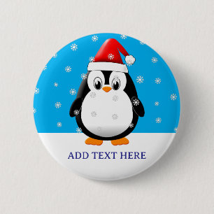 Schattigee Pinguïn Cartoon Sneeuwvlokken Custom Ch Ronde Button 5,7 Cm