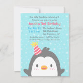 Schattigee pinguïn december verjaardagsfeestje uit kaart (Voorkant)