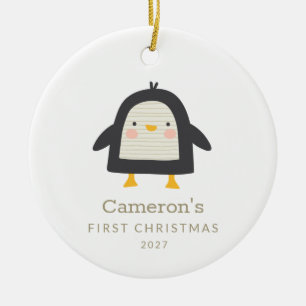 Schattigee Pinguïn Eenvoudig 1e Kerst Gepersonalis Keramisch Ornament