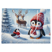 Schattigee pinguïn en rendier groot cadeauzakje (Achterkant)