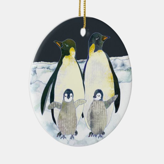 Schattigee Pinguïn Familie Winter Kerstmis Keramisch Ornament (Rechts)