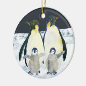 Schattigee Pinguïn Familie Winter Kerstmis Keramisch Ornament (Links)