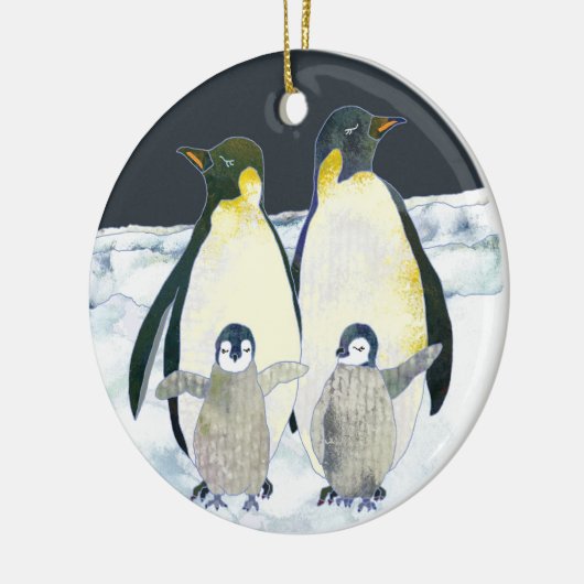Schattigee Pinguïn Familie Winter Kerstmis Keramisch Ornament (Links)