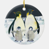 Schattigee Pinguïn Familie Winter Kerstmis Keramisch Ornament (Achterkant)